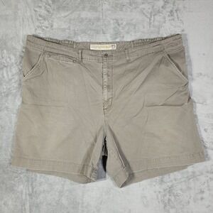 Cabelas Shorts Mens 50 Casuals Aged Khaki Side Elastic Flat Front